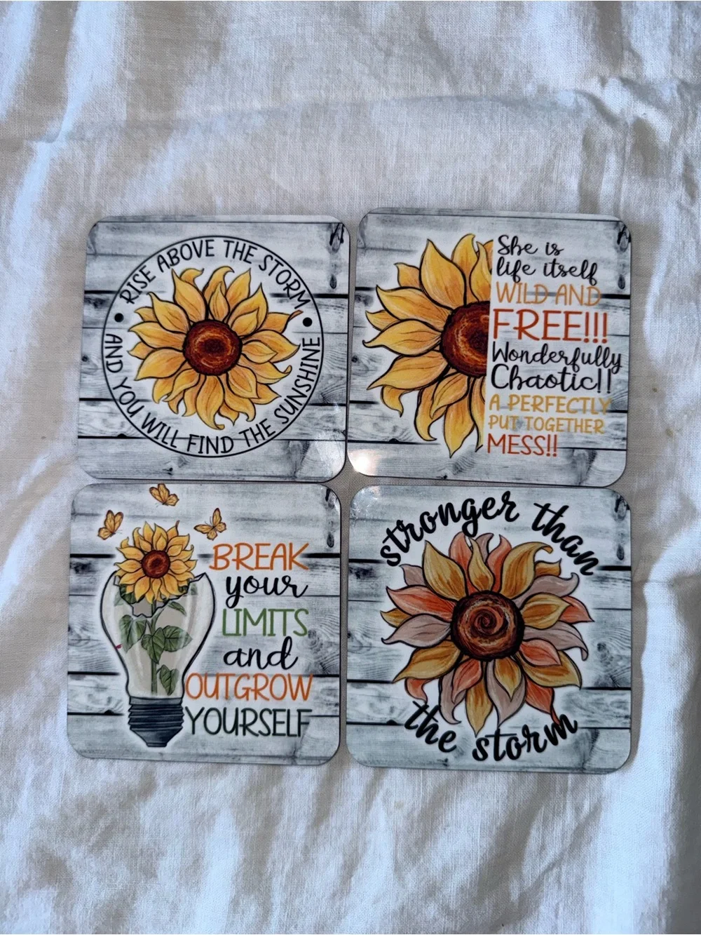 Sunflower Inspirational Wall Plaque Set - Yellow Sunflower Art